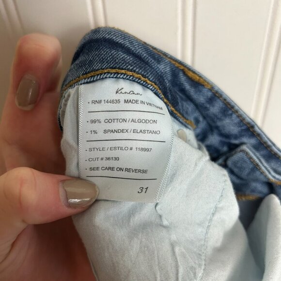 KanCan distressed cropped cuff hem jeans medium wash size 31 G35 - Picture 6 of 6